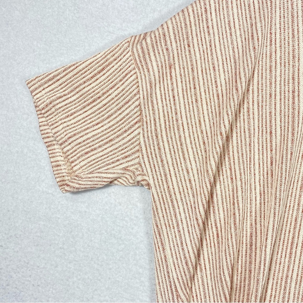 Grace + Karma Rib Top Women's 3X Rust Cream Striped V Neck Short Sleeve NWT - Picture 3 of 10